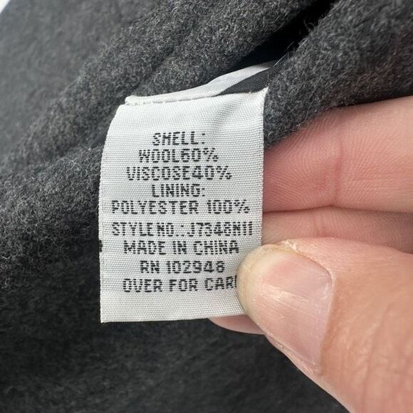 Anthropologie Tulle Grey Wool Blend Long Pea Coat Size S Peacoat Preppy Classic - Picture 6 of 12